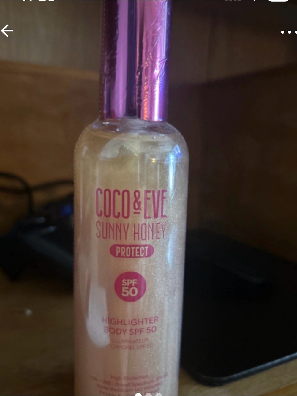 Coco & Eve Sunny Honey Protect Body Highlighter SPF 50 — Shimmery Gold